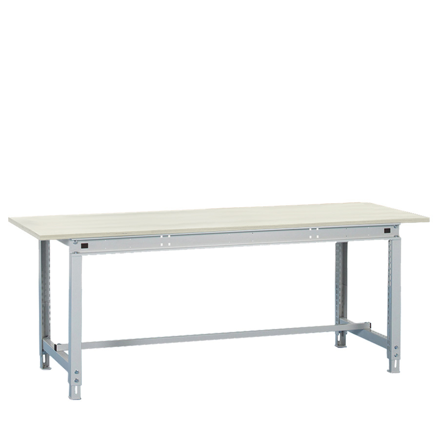 [047458] Banco de trabajo Multiusos con encimera laminada y travesaño inferior - Dim.: 2004x1000x718/948h mm - Gris ral 7035