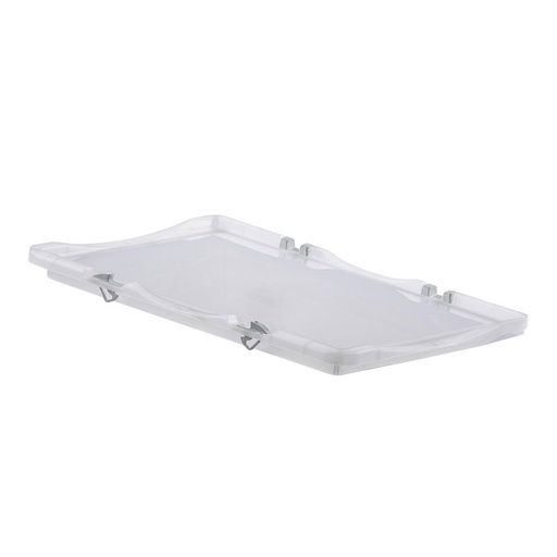 [047473] Tapa para caja de plástico transparente con bisagras y clips de cierre - Dim.: 400x300 mm - Translúcido