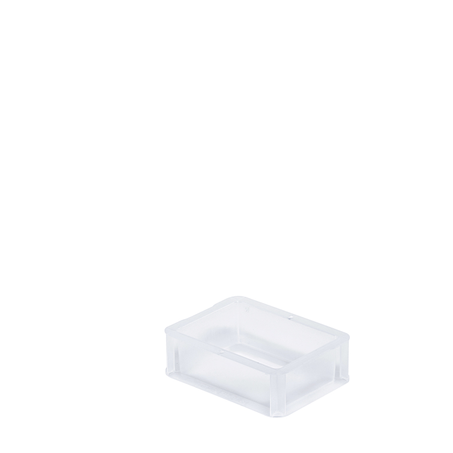 [047481] Caja de plástico transparente con paredes lisas y asas cerradas - Dim.: 200x150x70h mm - Translúcido
