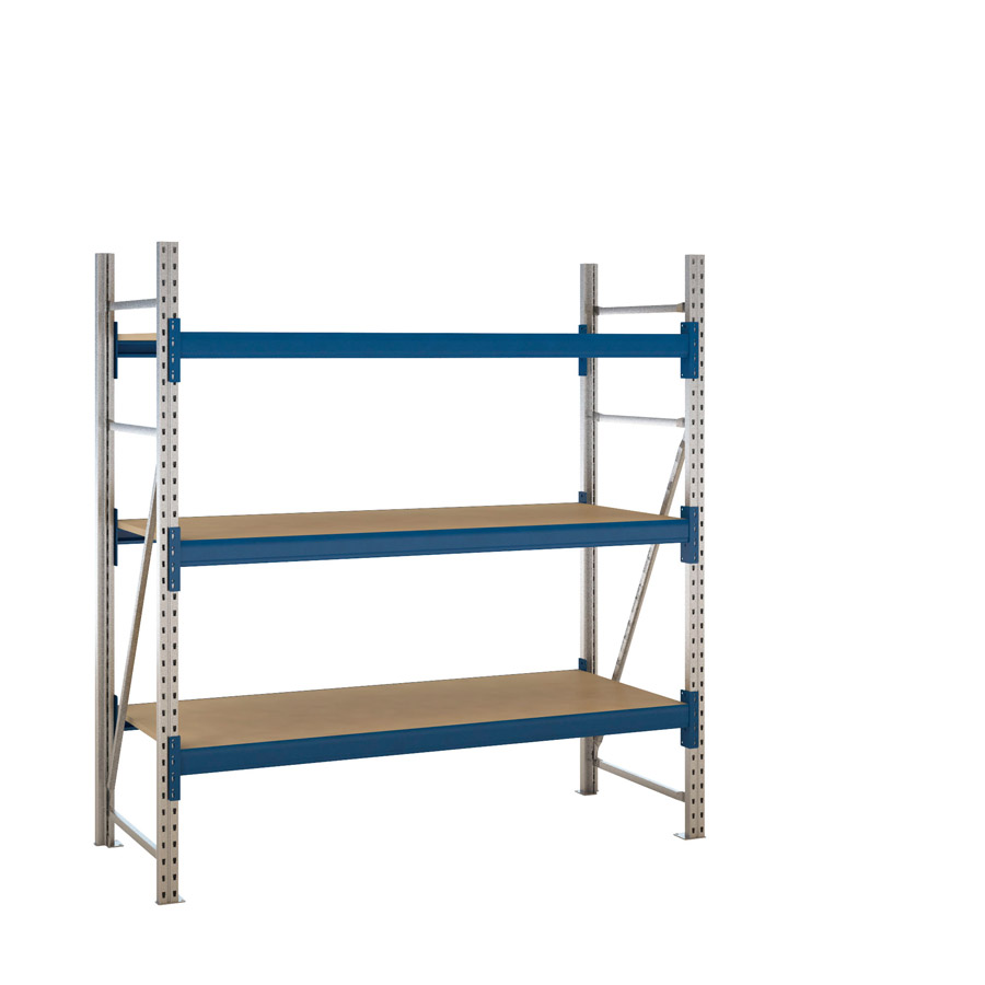 [047634] Estantería metálica modular de media carga con 3 estantes con madera aglomerada - Dim.: 1920x800x2000h mm