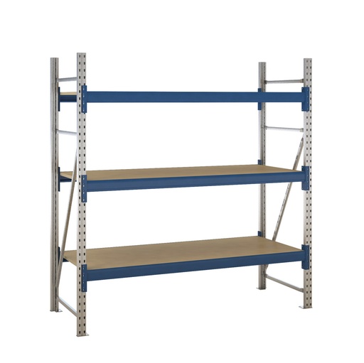 [047634] Estantería metálica modular de media carga con 3 estantes con madera aglomerada - Dim.: 1920x800x2000h mm