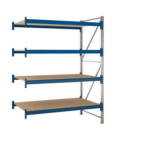 [047661] Estantería metálica adicional de media carga con 4 estantes con madera aglomerada - Dim.: 1860x1100x2500h mm