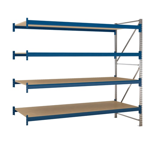 [047673] Estantería metálica adicional de media carga con 4 estantes con madera aglomerada - Dim.: 2760x1100x2500h mm