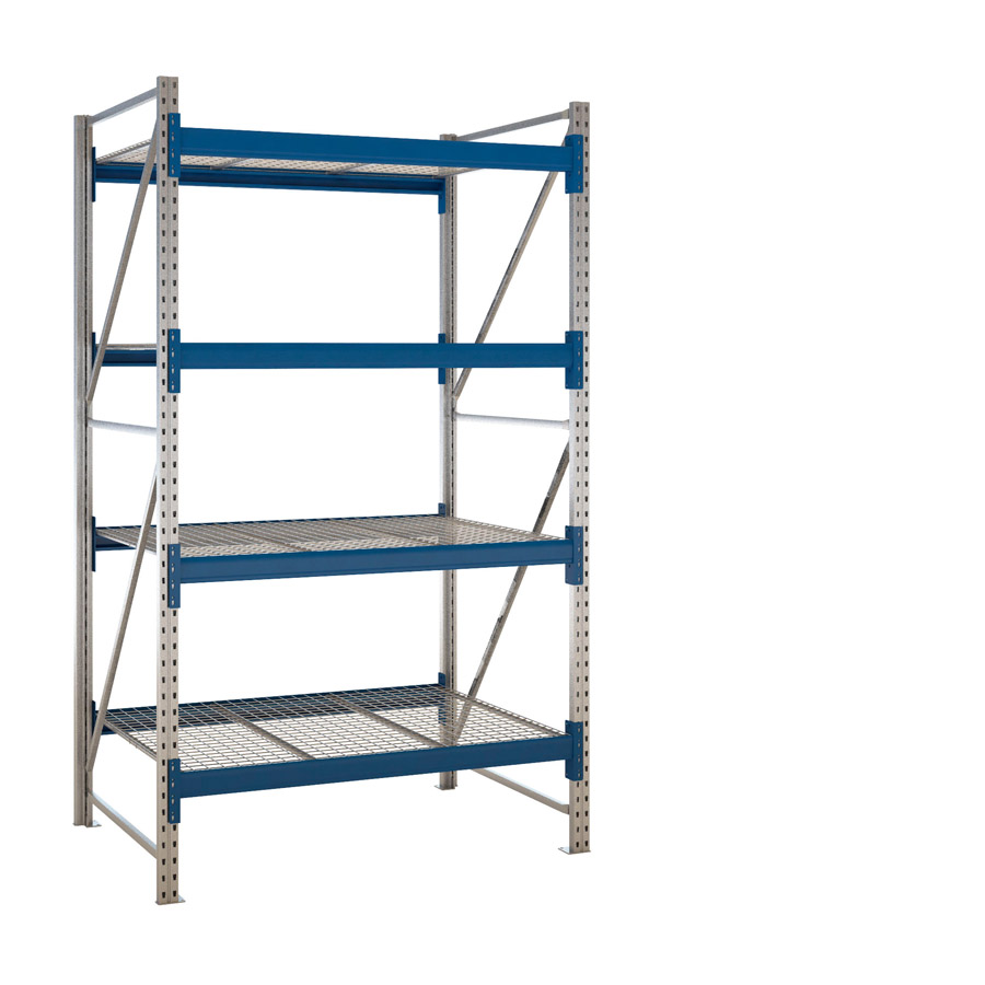 [047706] Estantería metálica modular de media carga con 4 estantes de rejilla de acero - Dim.: 1470x1100x2500h mm