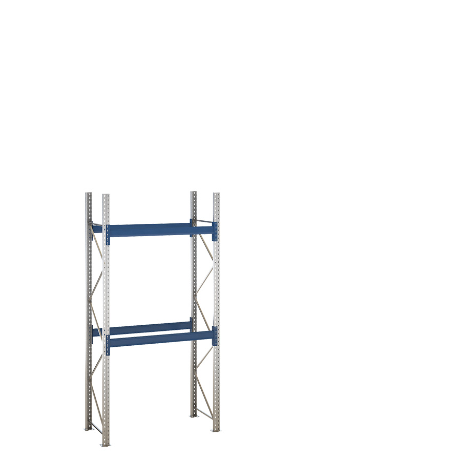 [047871] Estantería de paletización incial con 2 niveles de carga de 2000 kg cada uno - Dim.: 1530x800x3000h mm - Galvanizado y azul ral 5010