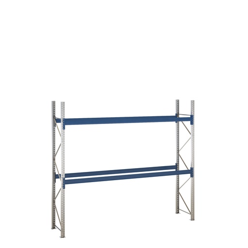 [047877] Estantería de paletización incial con 2 niveles de carga de 3300 kg cada uno - Dim.: 3480x800x3000h mm - Galvanizado y azul ral 5010