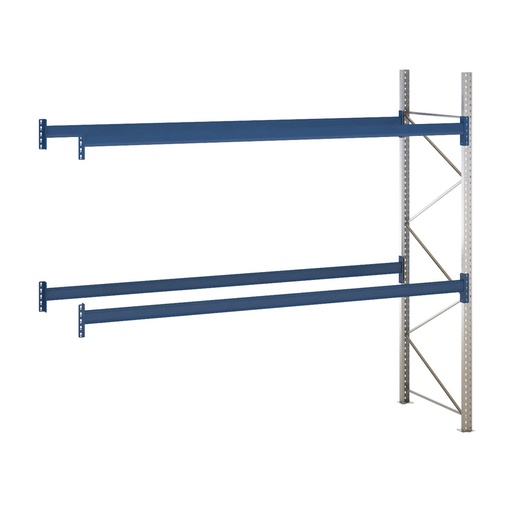 [047884] Estantería de paletización adicional con 2 niveles de carga de 3300 kg cada uno - Dim.: 3390x1100x3000h mm - Galvanizado y azul ral 5010