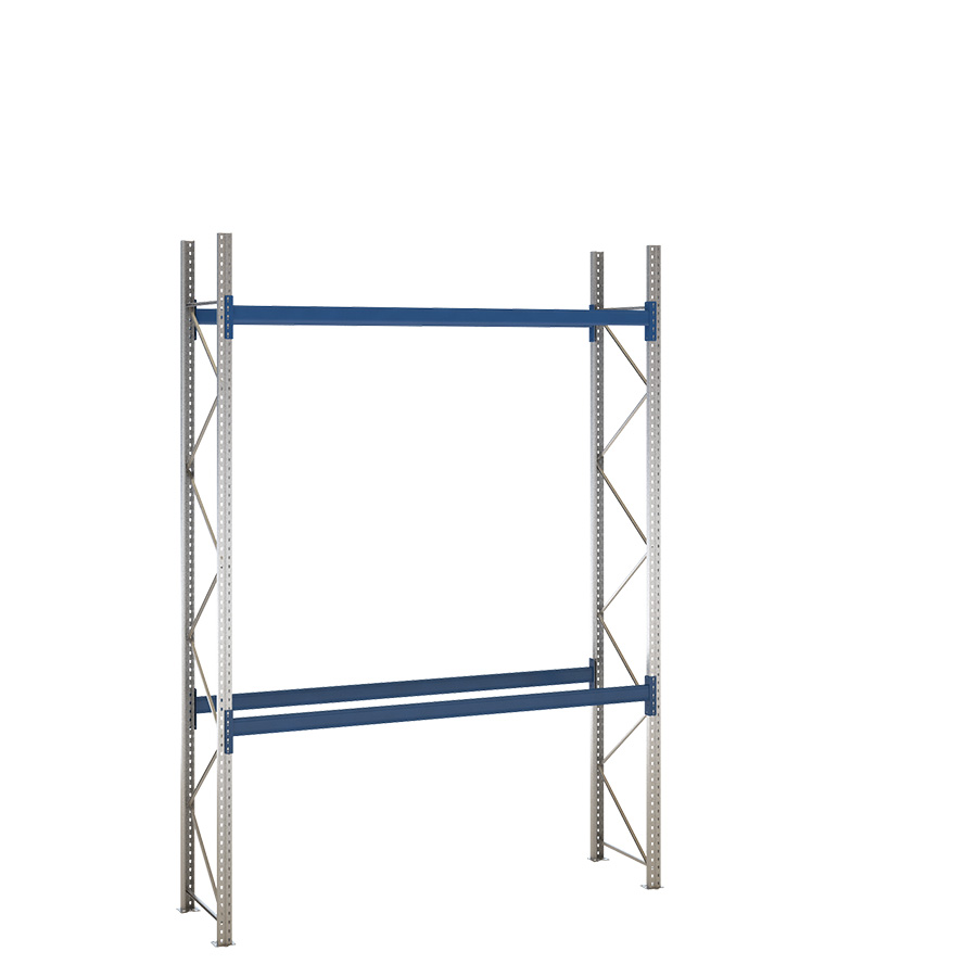 [047891] Estantería de paletización incial con 2 niveles de carga de 3000 kg cada uno - Dim.: 2900x800x4000h mm - Galvanizado y azul ral 5010