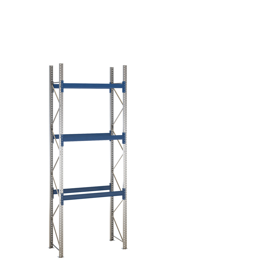 [047895] Estantería de paletización incial con 3 niveles de carga de 2000 kg cada uno - Dim.: 1550x800x4000h mm - Galvanizado y azul ral 5010