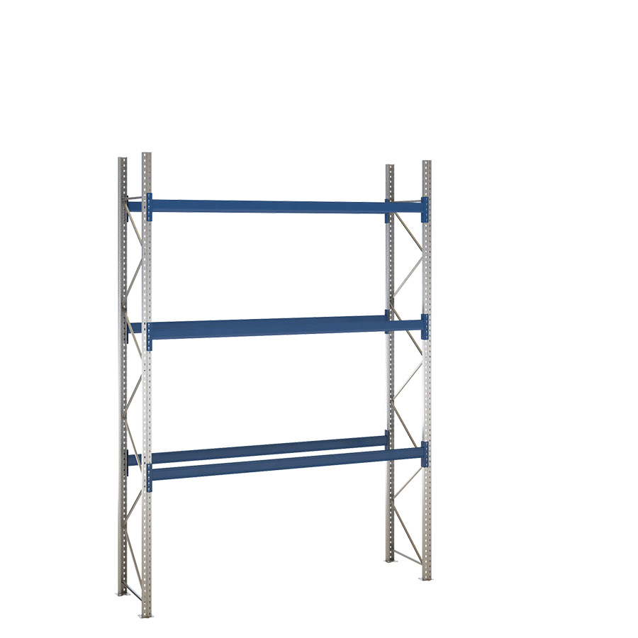 [047899] Estantería de paletización incial con 3 niveles de carga de 3000 kg cada uno - Dim.: 2900x800x4000h mm - Galvanizado y azul ral 5010
