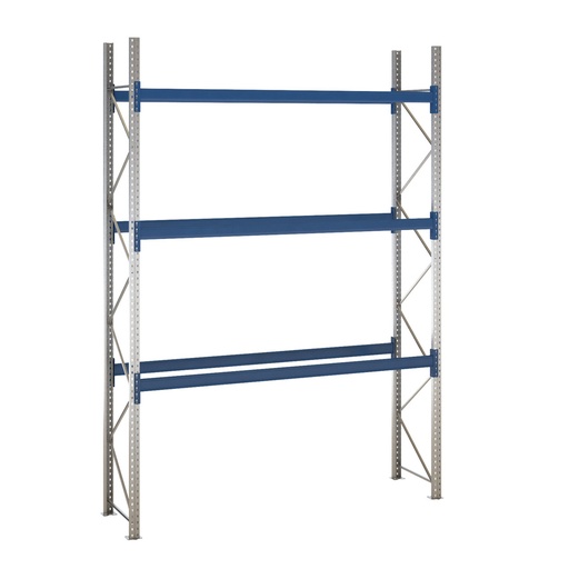 [047899] Estantería de paletización incial con 3 niveles de carga de 3000 kg cada uno - Dim.: 2900x800x4000h mm - Galvanizado y azul ral 5010