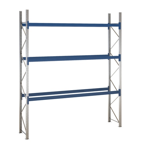 [047901] Estantería de paletización incial con 3 niveles de carga de 3300 kg cada uno - Dim.: 3500x800x4000h mm - Galvanizado y azul ral 5010