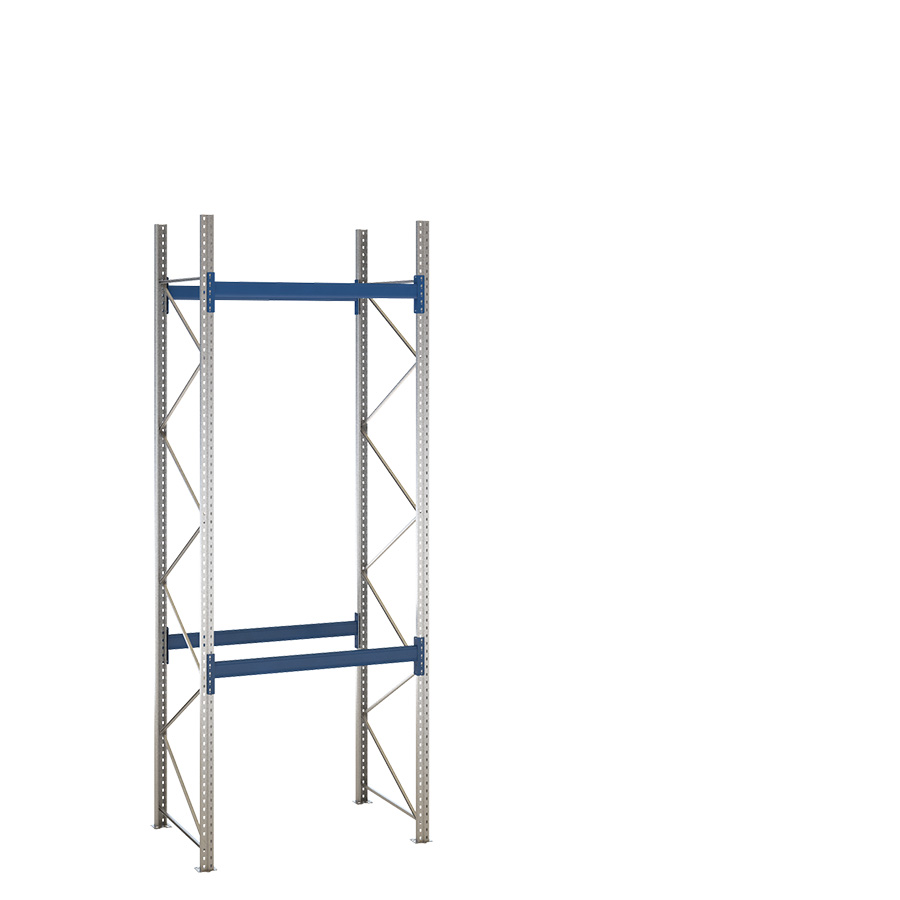 [047903] Estantería de paletización incial con 2 niveles de carga de 2000 kg cada uno - Dim.: 1550x1100x4000h mm - Galvanizado y azul ral 5010