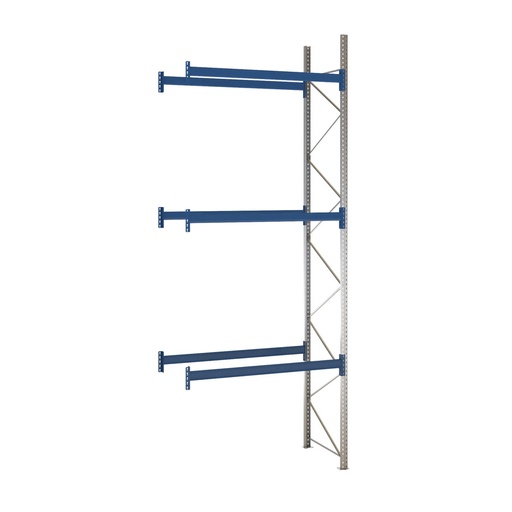 [047928] Estantería de paletización adicional con 3 niveles de carga de 2500 kg cada uno - Dim.: 1900x1100x5000h mm - Galvanizado y azul ral 5010