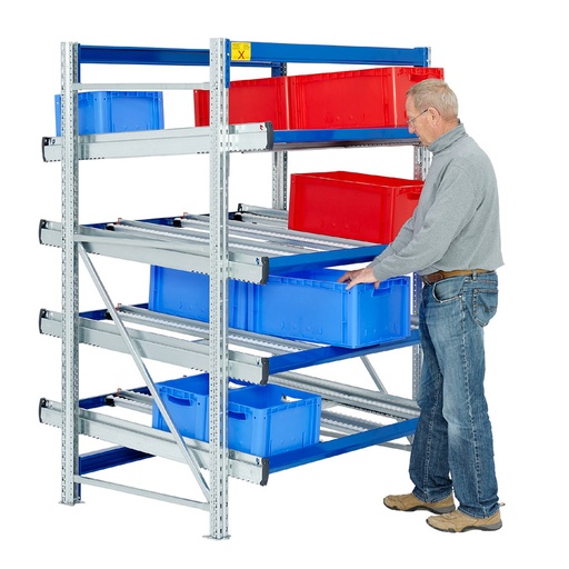 [047934] Estantería metálica de aprovisionamiento con 4 estantes rectos dinámicos - Dim.: 1470x1300x2000h mm - Galvanizado