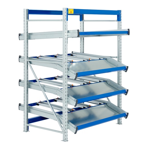 [047935] Estantería metálica de aprovisionamiento con 4 estantes inclinados dinámicos - Dim.: 1470x1300x2000h mm - Galvanizado