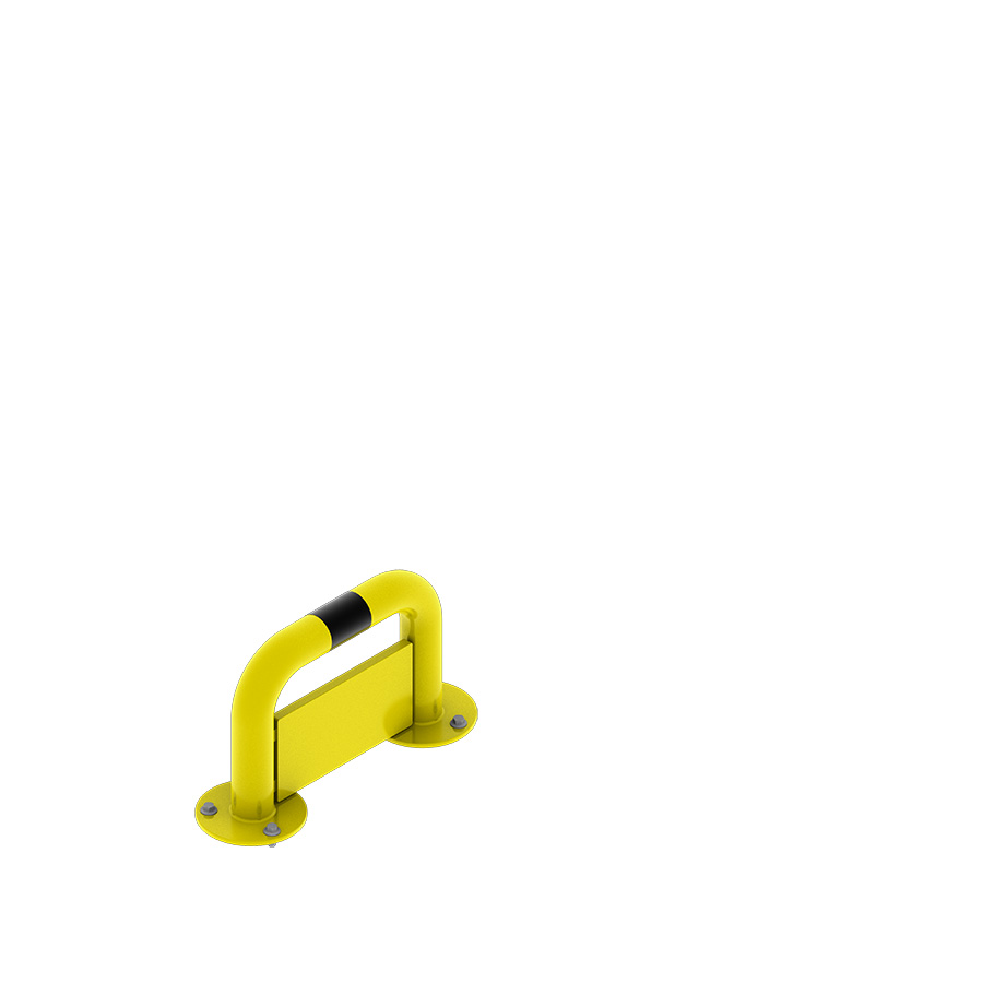 [048009] Arco lineal de protección contra impactos con placa anti empotramiento - Dim.: 500x180x350h mm - Amarillo ral 1018