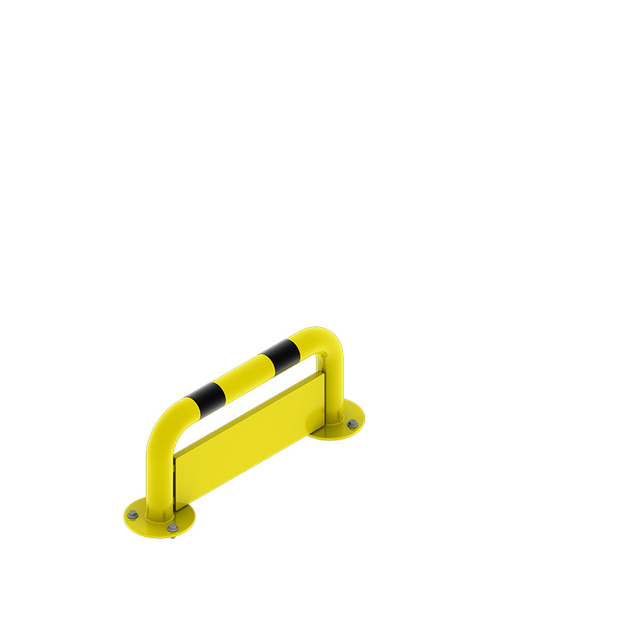 [048010] Arco lineal de protección contra impactos con placa anti empotramiento - Dim.: 750x180x350h mm - Amarillo ral 1018