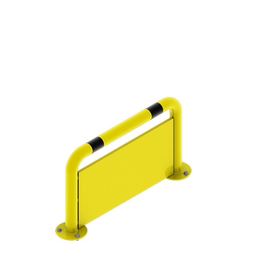 [048015] Arco lineal de protección contra impactos con placa anti empotramiento - Dim.: 1000x180x600h mm - Amarillo ral 1018