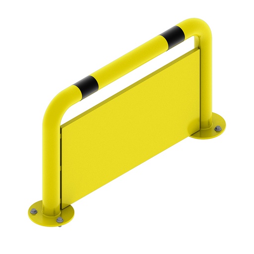 [048015] Arco lineal de protección contra impactos con placa anti empotramiento - Dim.: 1000x180x600h mm - Amarillo ral 1018