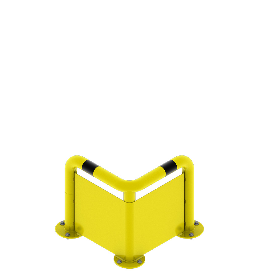 [048016] Arco angular de protección contra impactos con placa anti empotramiento - Dim.: 600x600x600h mm - Amarillo ral 1018