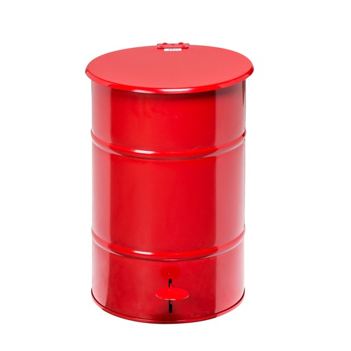 [048077] Basurera de metal de 30 lts de capacidad con tapa - Dim.: Ø305x475h mm - Rojo