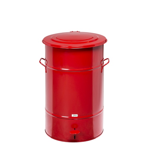 [048081] Basurera de metal de 70 lts de capacidad con tapa - Dim.: Ø390x610h mm - Rojo