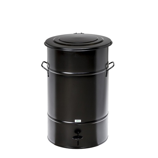 [048082] Basurera de metal de 70 lts de capacidad con tapa - Dim.: Ø390x610h mm - Negro