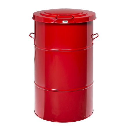 [048086] Basurera de metal de 115 lts de capacidad con tapa - Dim.: Ø450x780h mm - Rojo