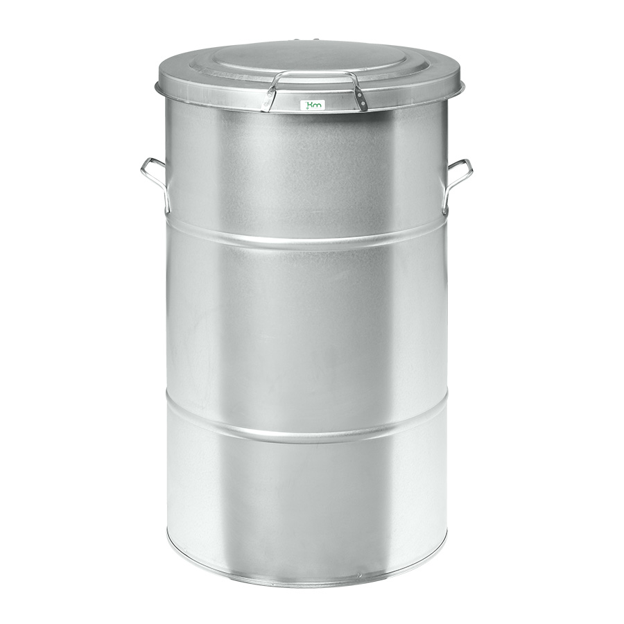[048088] Basurera de metal de 115 lts de capacidad con tapa - Dim.: Ø450x780h mm - Galvanizado