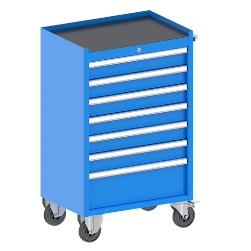 [048108] Cajonera metálica móvil para taller con 7 cajones extraíbles - Dim.: 660x440x1060h mm - Azul ral 5012