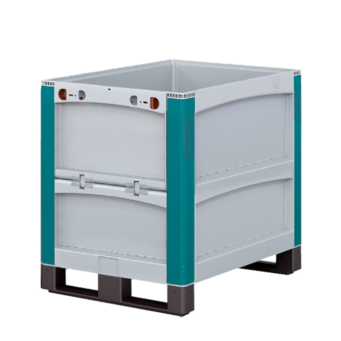 [048128] Contenedor de plástico con patines y puerta en lateral corto - Dim.: 800x600x720h mm - Gris