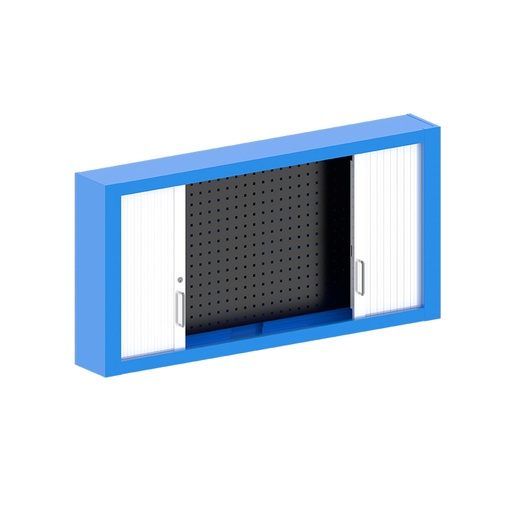 [048156] Armario expositor porta herramientas con persiana y paneles perforados - Dim.: 1500x155x750h mm - Azul ral 5012