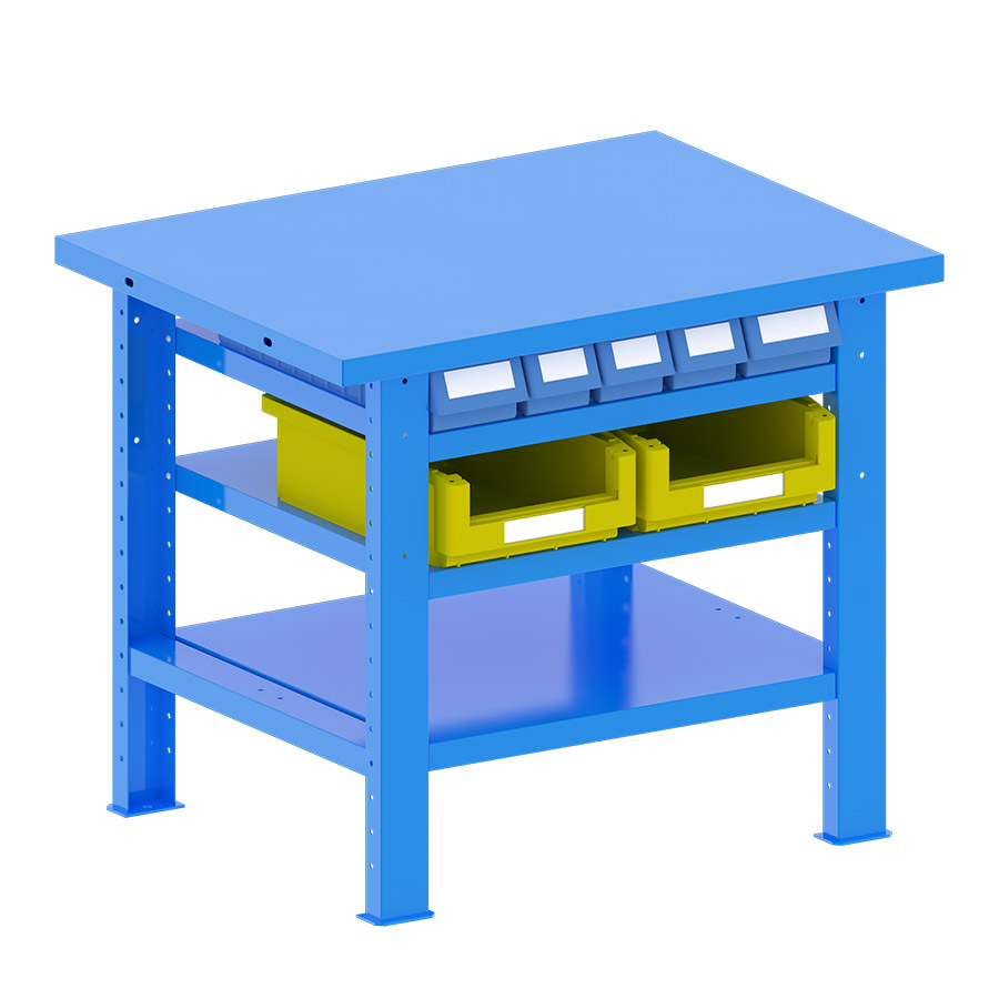 [048164] Banco de trabajo desmontable con encimera de acero - Dim.: 1000x750x840h mm - Azul ral 5012