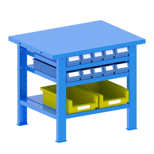 [048165] Banco de trabajo desmontable con encimera de acero - Dim.: 1000x750x840h mm - Azul ral 5012