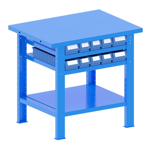 [048182] Banco de trabajo desmontable con encimera de acero - Dim.: 1000x750x940h mm - Azul ral 5012