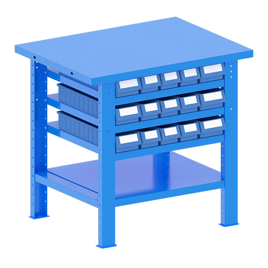 [048183] Banco de trabajo desmontable con encimera de acero - Dim.: 1000x750x940h mm - Azul ral 5012