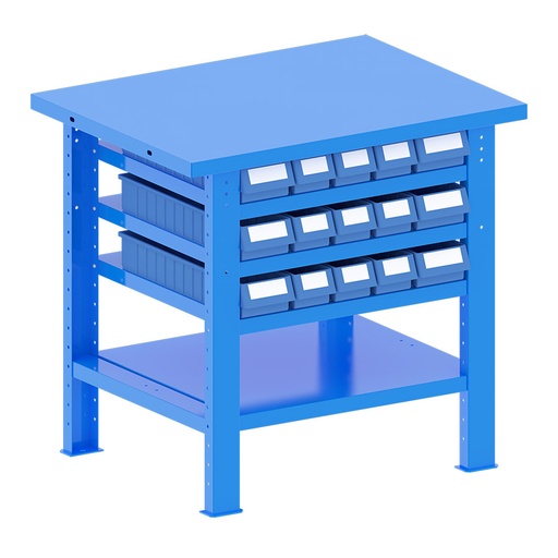 [048183] Banco de trabajo desmontable con encimera de acero - Dim.: 1000x750x940h mm - Azul ral 5012
