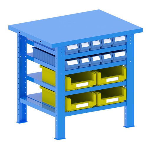 [048186] Banco de trabajo desmontable con encimera de acero - Dim.: 1000x750x940h mm - Azul ral 5012