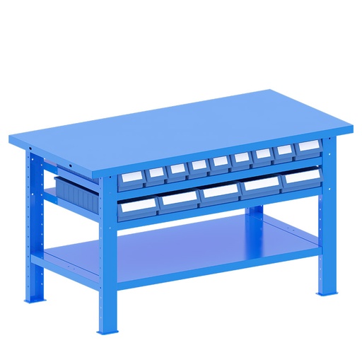 [048206] Banco de trabajo desmontable con encimera de acero - Dim.: 1500x750x840h mm - Azul ral 5012
