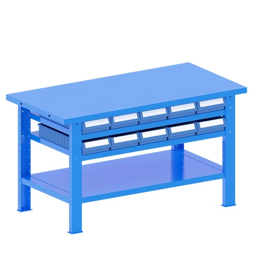 [048211] Banco de trabajo desmontable con encimera de acero - Dim.: 1500x750x840h mm - Azul ral 5012