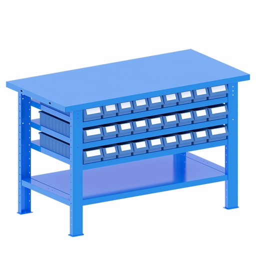 [048226] Banco de trabajo desmontable con encimera de acero - Dim.: 1500x750x940h mm - Azul ral 5012
