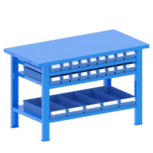 [048228] Banco de trabajo desmontable con encimera de acero - Dim.: 1500x750x940h mm - Azul ral 5012