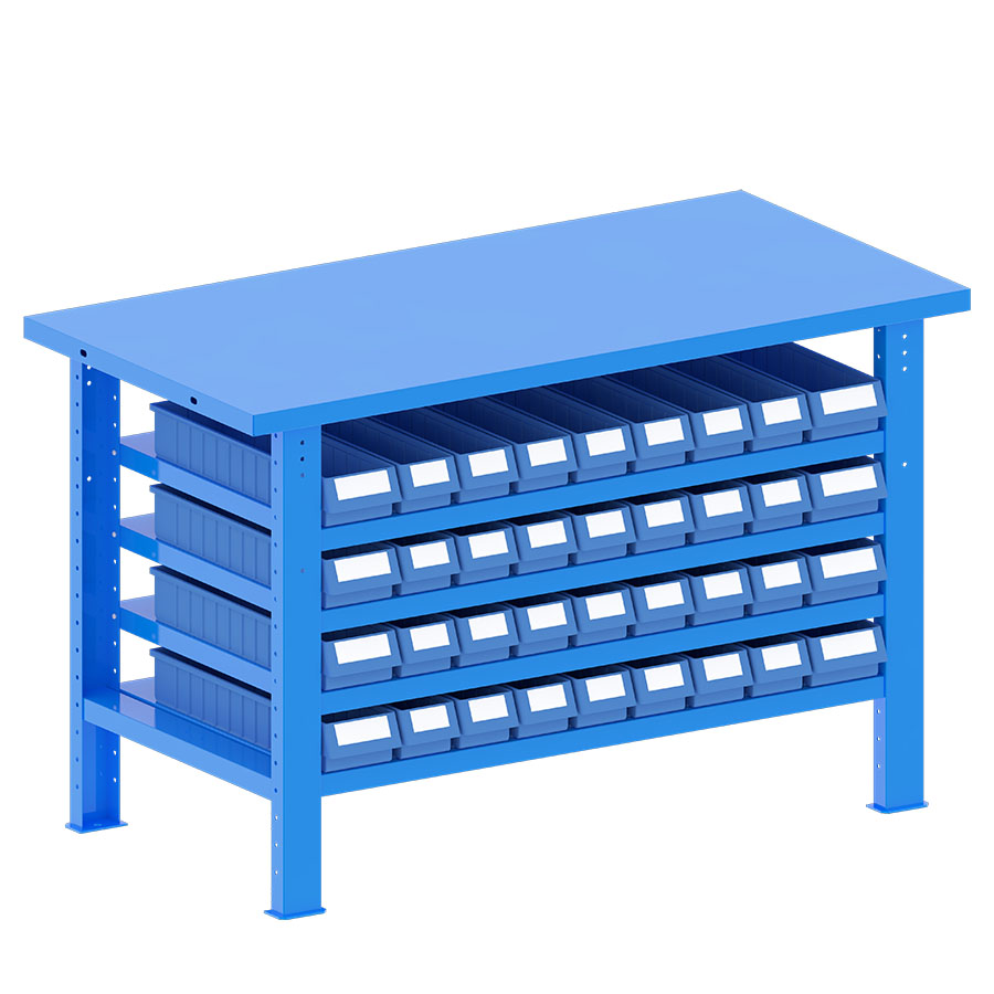 [048230] Banco de trabajo desmontable con encimera de acero - Dim.: 1500x750x940h mm - Azul ral 5012