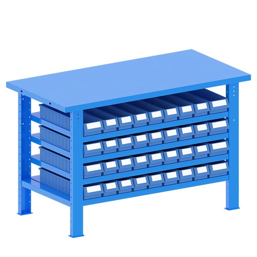 [048230] Banco de trabajo desmontable con encimera de acero - Dim.: 1500x750x940h mm - Azul ral 5012
