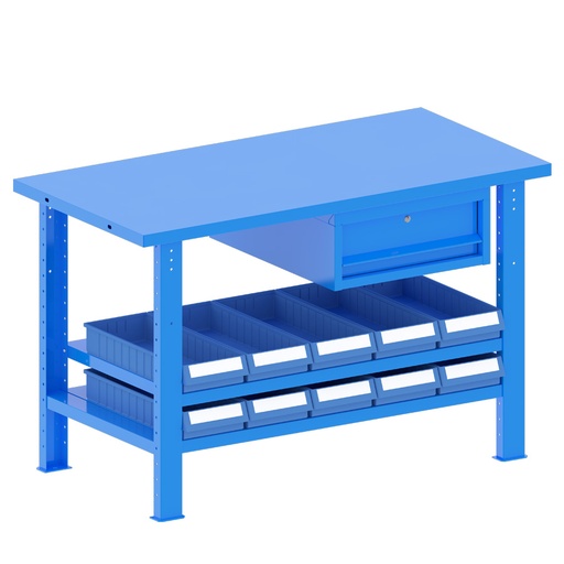 [048236] Banco de trabajo desmontable con encimera de acero - Dim.: 1500x750x940h mm - Azul ral 5012
