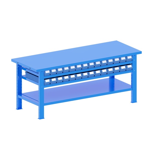 [048246] Banco de trabajo desmontable con encimera de acero - Dim.: 2000x750x840h mm - Azul ral 5012