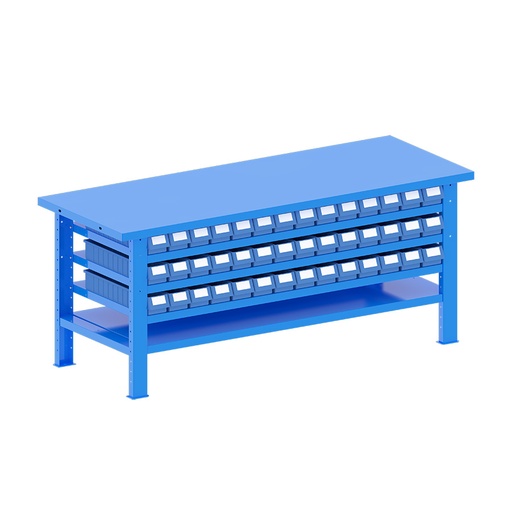 [048247] Banco de trabajo desmontable con encimera de acero - Dim.: 2000x750x840h mm - Azul ral 5012