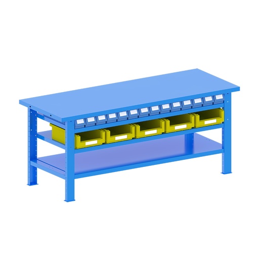 [048248] Banco de trabajo desmontable con encimera de acero - Dim.: 2000x750x840h mm - Azul ral 5012