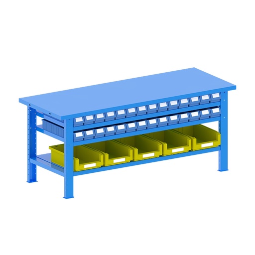 [048249] Banco de trabajo desmontable con encimera de acero - Dim.: 2000x750x840h mm - Azul ral 5012